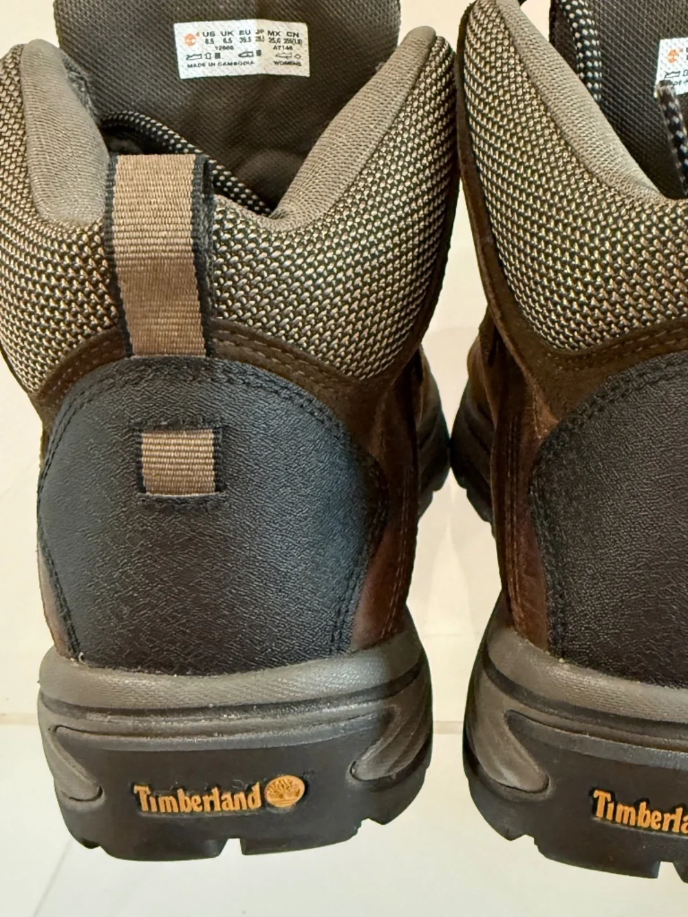 Timberland White Ledge Waterproof Hiking Boots Outdoor Brown Leather Women 8.5